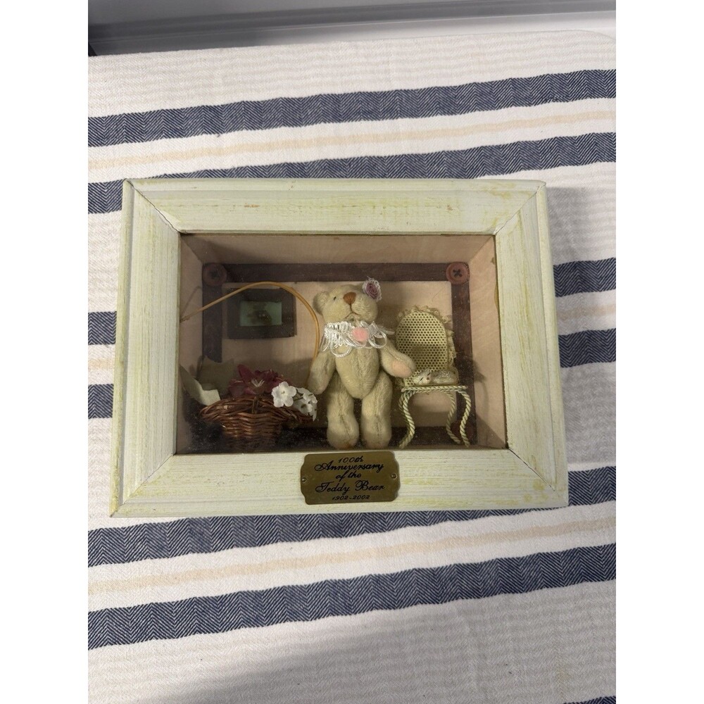 100th Anniversary Teddy Bear 1902-2002 Shadow Box Display Keepsake Decor